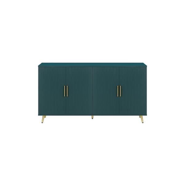 59.8 in. W x 15.5 in. D x 32.5 in. H Antique Green Linen Cabinet TV Console with Storage Cabinet and Adjustable Shelves