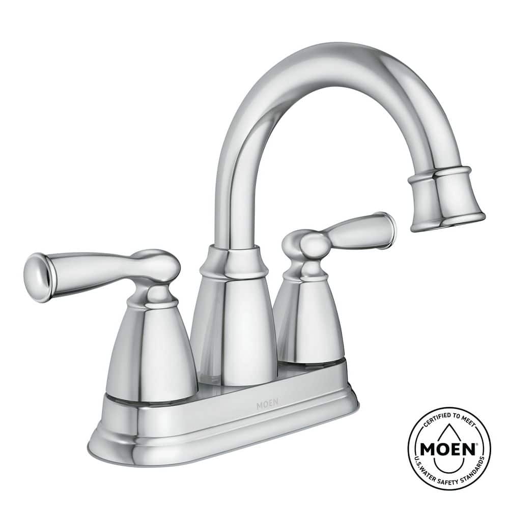 MOEN Banbury 4 in. Centerset Double Handle Bathroom Faucet in
