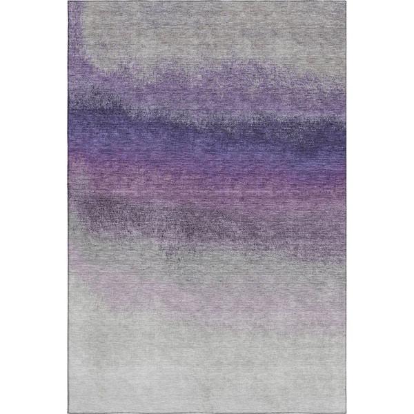 Mayfield Premium Machine Washable Abstract AMF2012 Lavender 3 ft. x 5 ft. Area Rug