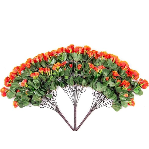 15.3 in. Fake Silk Orange Camellia Artificial Flowers LINBQ112