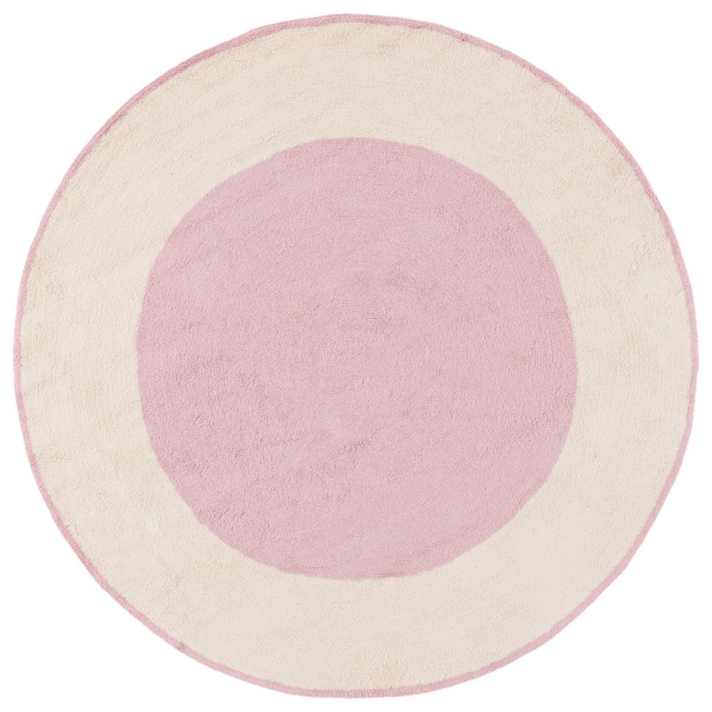 Easy Care 6 ft. x 6 ft. Ivory/Pink Two-Tone Solid Round Area Rug