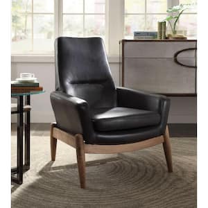 Amelia 40 in. Black Leather Occasional Chair