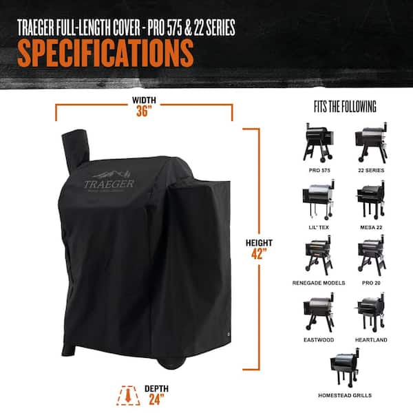 Traeger 30 in. Full Length Grill Cover for Pro 575 and Pro Series