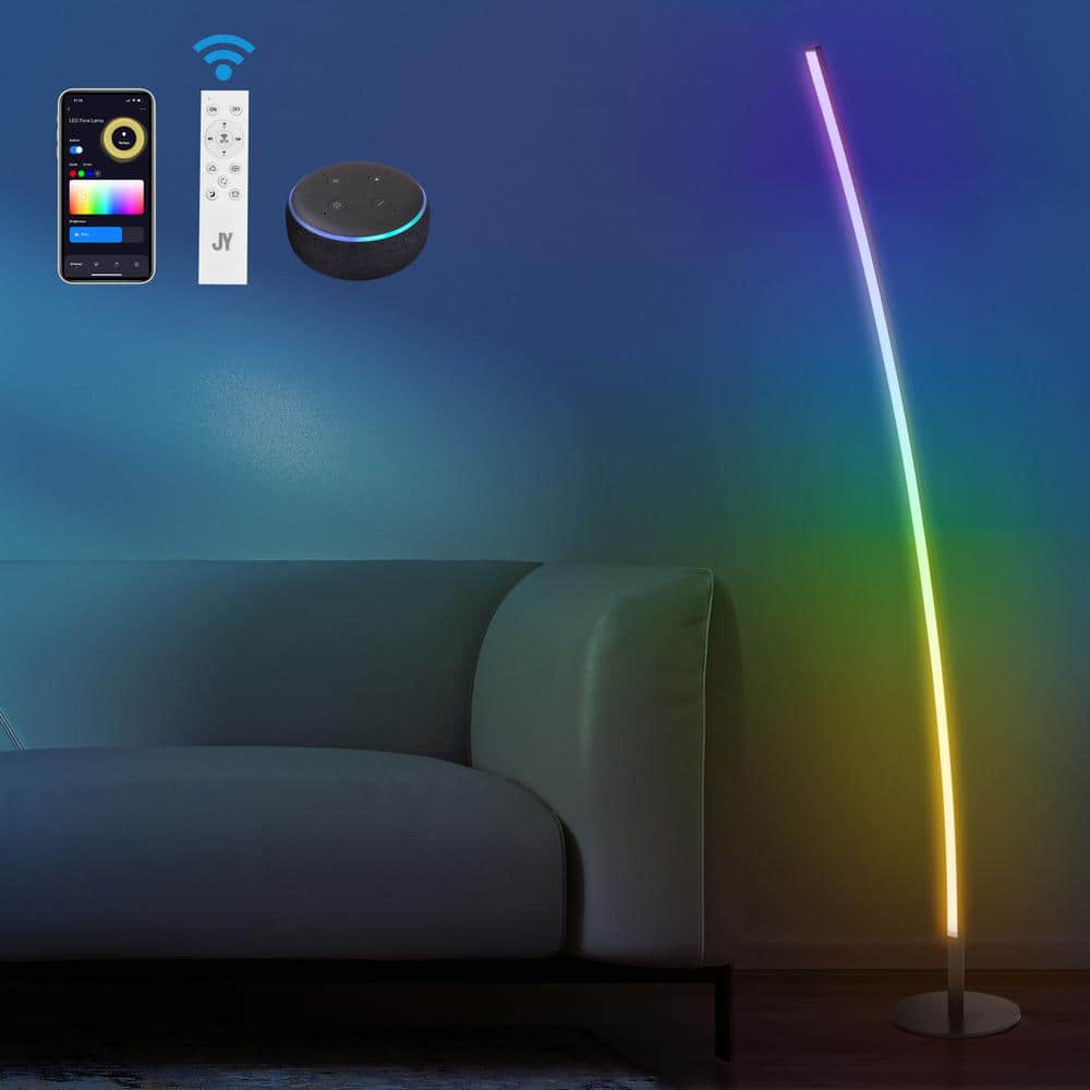 Malthe 71" Black Aluminum/Iron Arc LED Floor Lamp