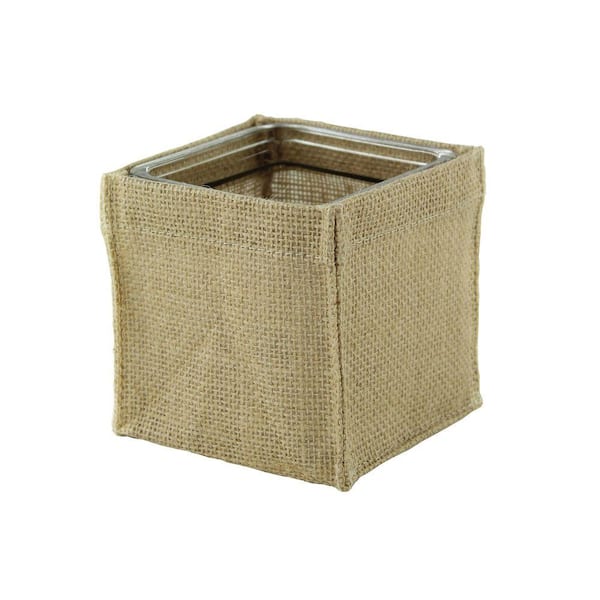 Syndicate 5 in. Square Burlap with Glass Vase
