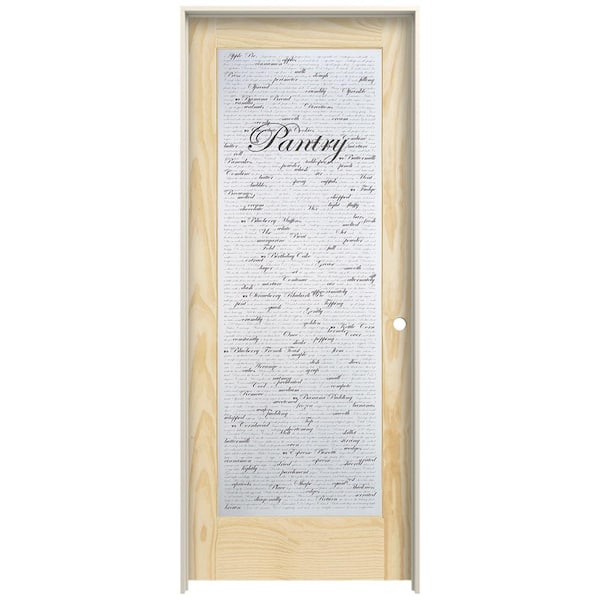 JELD-WEN 32 in. x 80 in. Left Hand Recipe Pantry Frosted Glass Unfinished Wood Single Prehung Interior Door