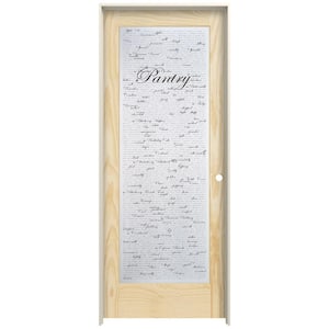 36 in. x 80 in. Left Hand Recipe Pantry Frosted Glass Unfinished Wood Single Prehung Interior Door