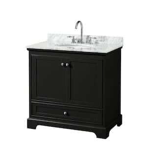 Deborah 36 in. Single Bathroom Vanity in Dark Espresso with Marble Vanity Top in White Carrara with White Basin