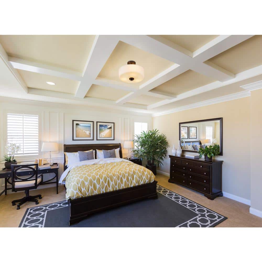Matte Black and Bronze LED Semi-Flush Mount Ceiling Light