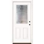 33.5 in. x 81.625 in. Rochester Patina 1/2 Lite Unfinished Smooth Left-Hand Inswing Fiberglass Prehung Front Door