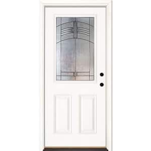 37.5 in. x 81.625 in. Rochester Patina 1/2 Lite Unfinished Smooth Left-Hand Inswing Fiberglass Prehung Front Door