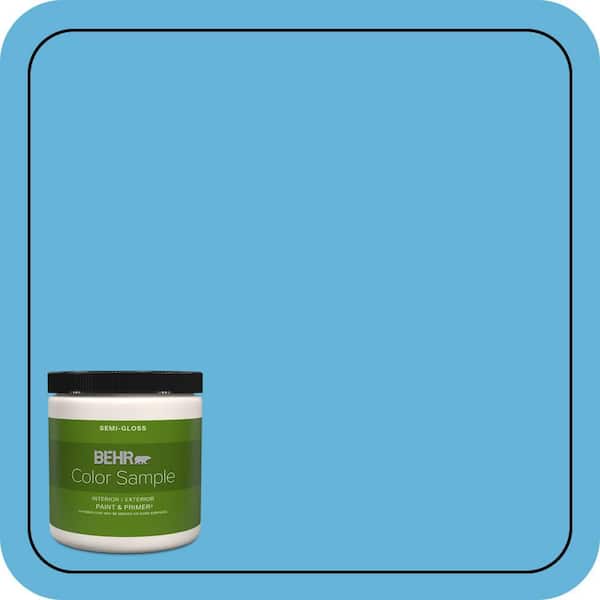 BEHR PREMIUM PLUS 8 oz. #540B-5 Riviera Blue Semi-Gloss Interior/Exterior Paint & Primer Color Sample