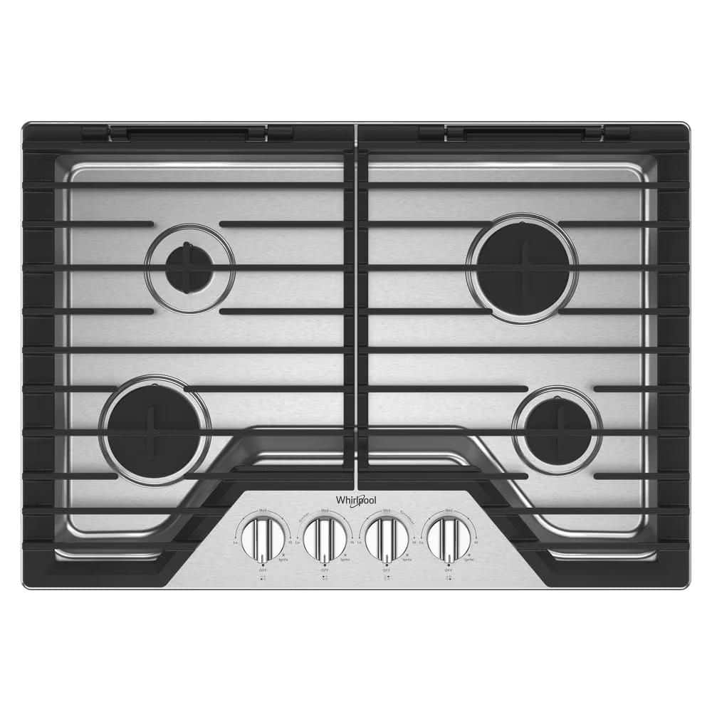 30 in. 4-Burners Recessed Gas Cooktop in Stainless Steel with EZ-2-Lift Hinged Cast-Iron Grates