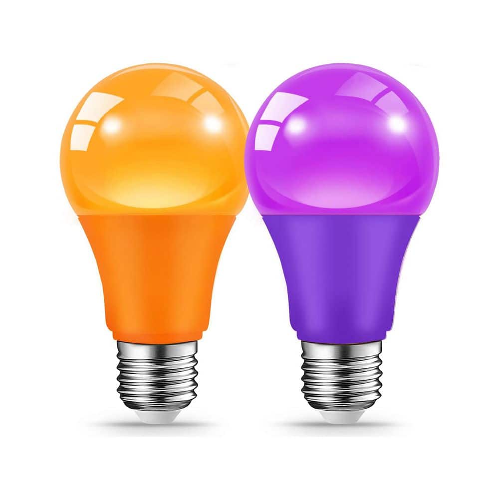 60W-Equivalent A19 9W Orange Purple LED Halloween Bulbs, 900lm Non-Dimmable, 2-Pack price history on PriceWatchPro