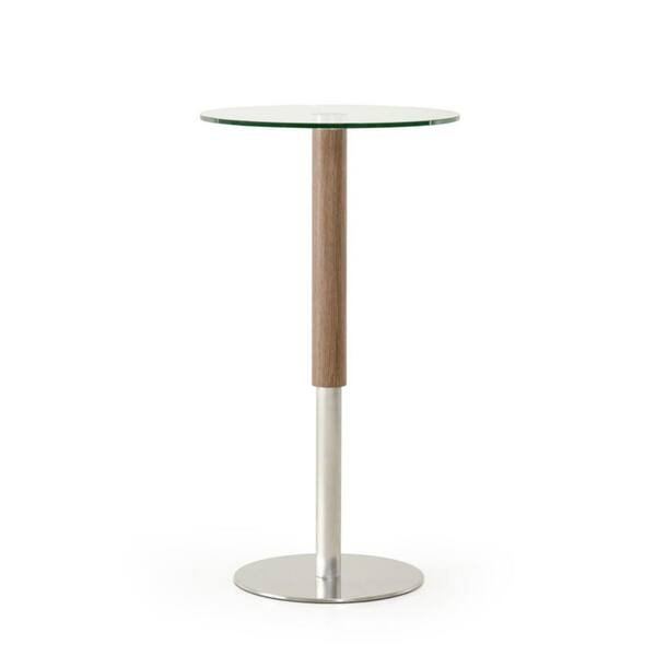 HomeRoots Valerie 44 in. Clear Veneer Glass, and Steel Round Bar Table