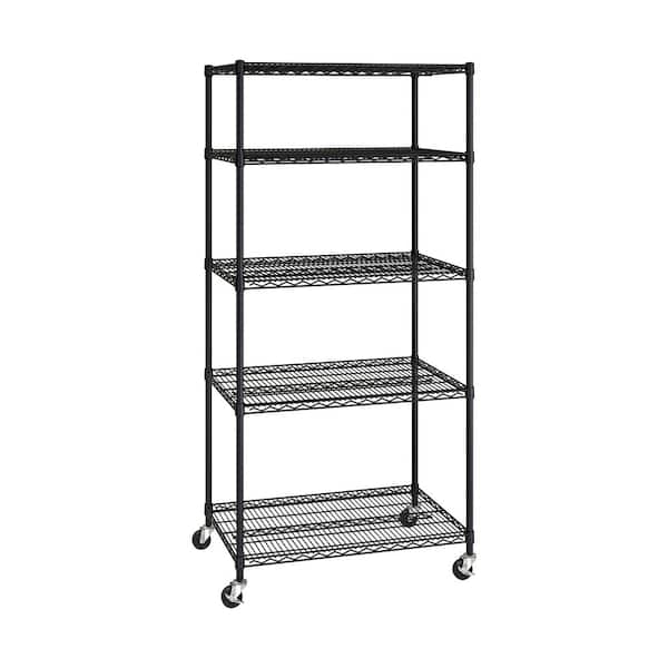 UltraDurable 5-Tier Commercial NSF Certified Steel Wire Shelving System in Black (36 in W x 24 in D x 76 in. H)