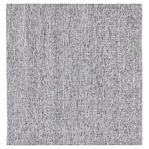 Abstract Black/Ivory 6 ft. x 6 ft. Speckled Square Area Rug