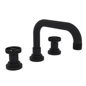 Campo 8 in. Widespread Double-Handle Bathroom Faucet with Drain Kit Included in Matte Black