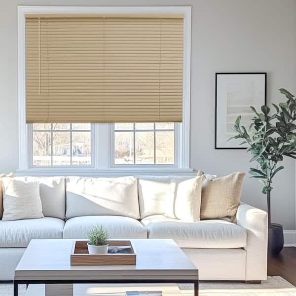 Cappuccino Cordless Room Darkening Vinyl Mini Blind 1 in. Slats - 84 in. W x 72 in. L