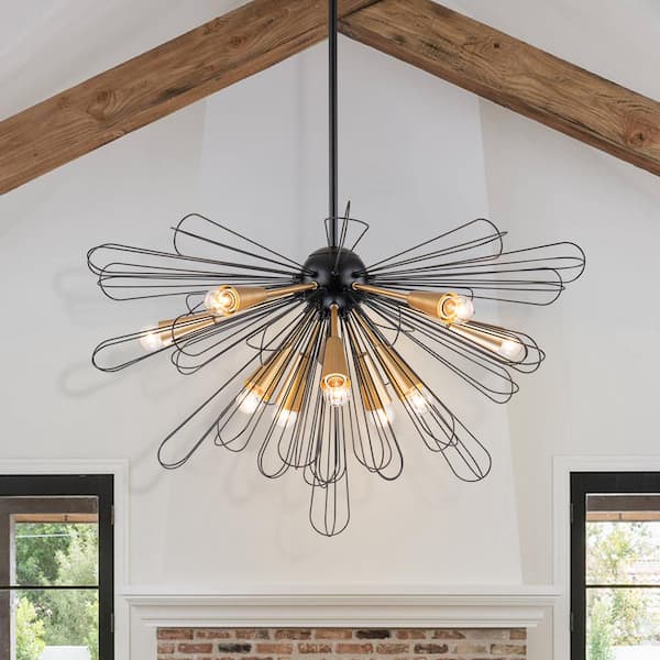 EDISLIVE Aquin 10-Light Black and Brass Geometric Sputnik Chandelier Ceiling Light