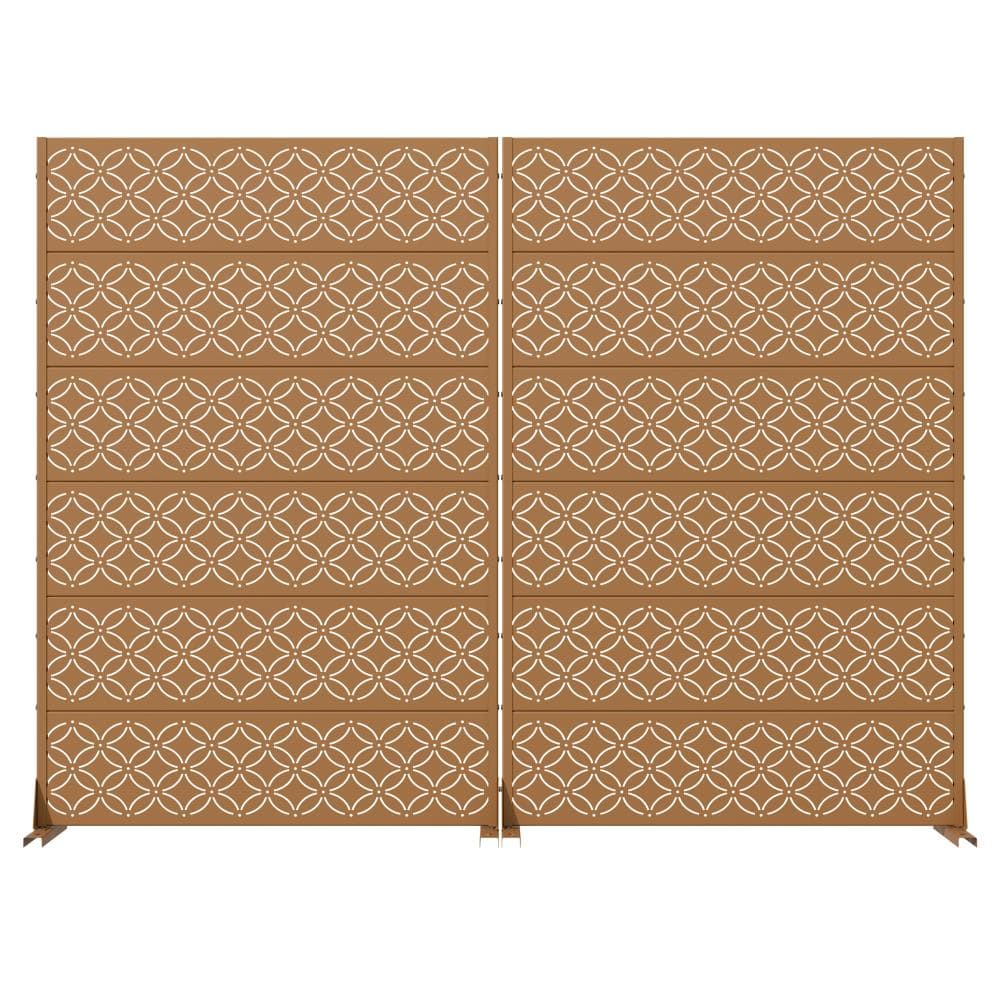 72 in. H x 47 in. W Outdoor Brown Galvanized Steel Decorative Garden Fence Privacy Screen (2-Pack) price history on PriceWatchPro
