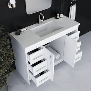 Capri 48 in. W x 22 in. D Bathroom Vanity in White with Microstone Vanity Top in White with White Basin