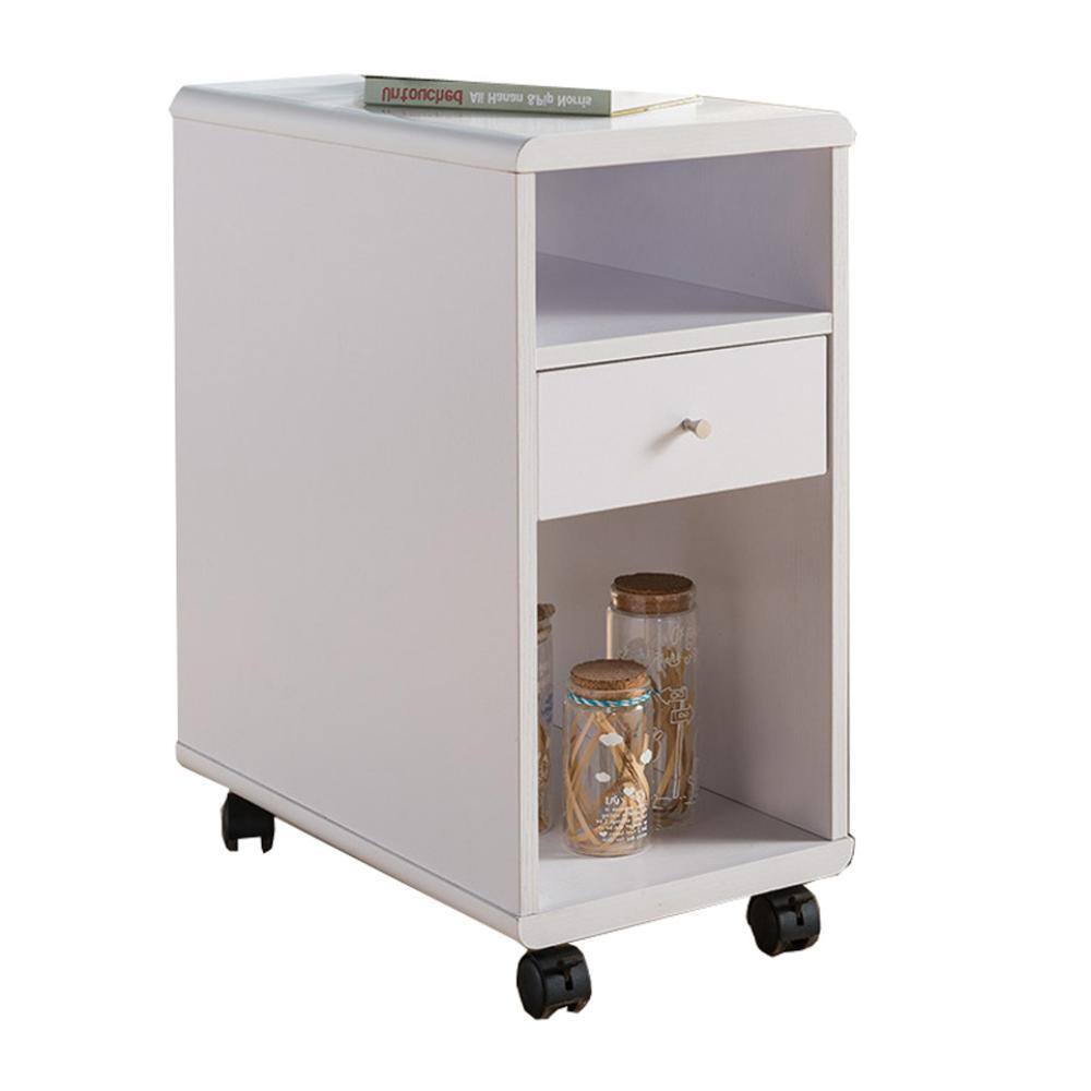 20 in. White and Gold Rectangle Wood End/Side Table with Metal Frame