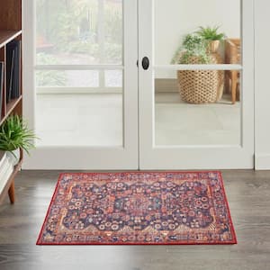 Fulton Red  doormat 2 ft. x 3 ft. Abstract Traditional Area Rug
