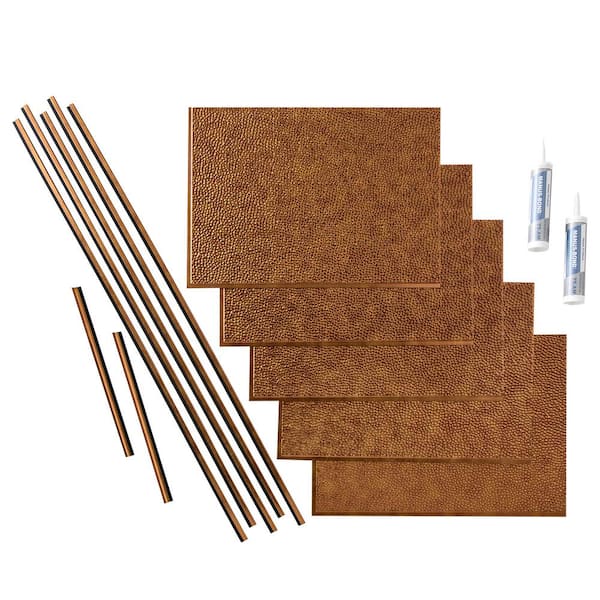 Fasade Hammered 18 in. x 24 in. Antique Bronze Vinyl Decorative Wall Tile Backsplash 15 sq. ft. Kit