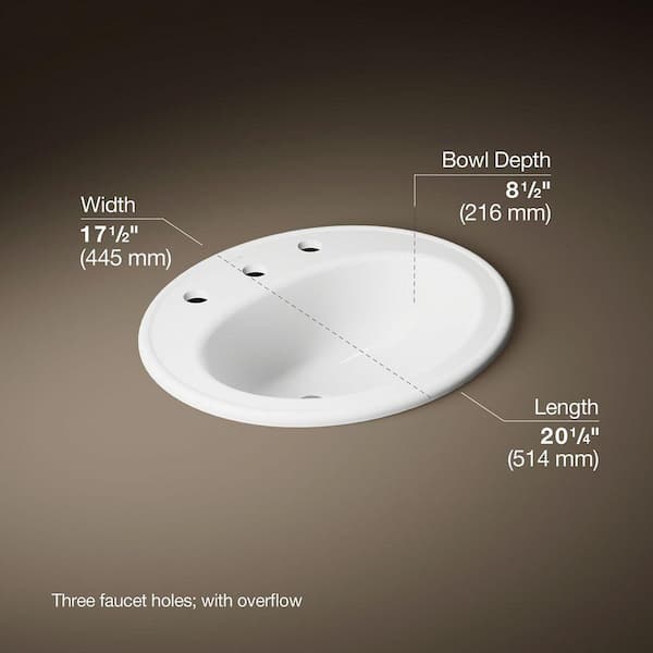 KOHLER Pennington 20-1/4 in. Drop-In Vitreous China Bathroom