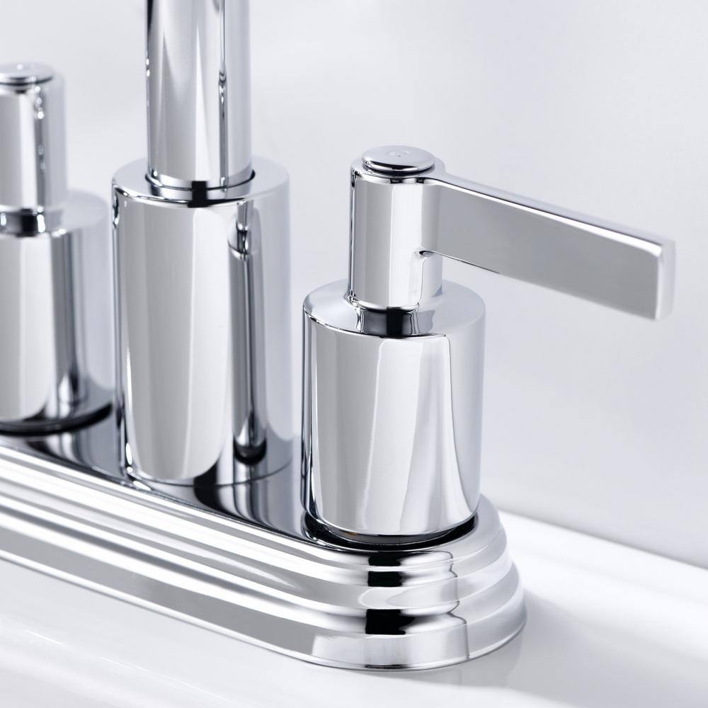 Polished Chrome 2-Handle Centerset Bathroom Faucet with Drain Assembly