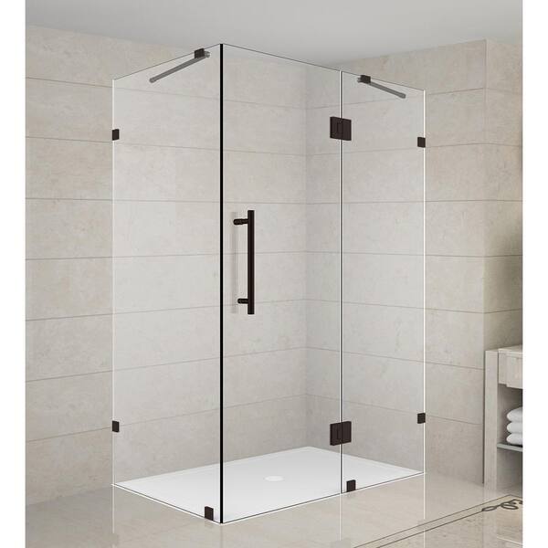 Aston Avalux 32 in. x 34 in. x 72 in. Frameless Corner Hinged Shower Enclosure in Bronze