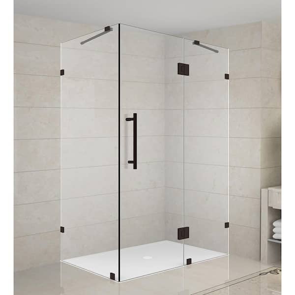 Aston Avalux 36 in. x 32 in. x 72 in. Frameless Corner Hinged Shower Enclosure in Bronze