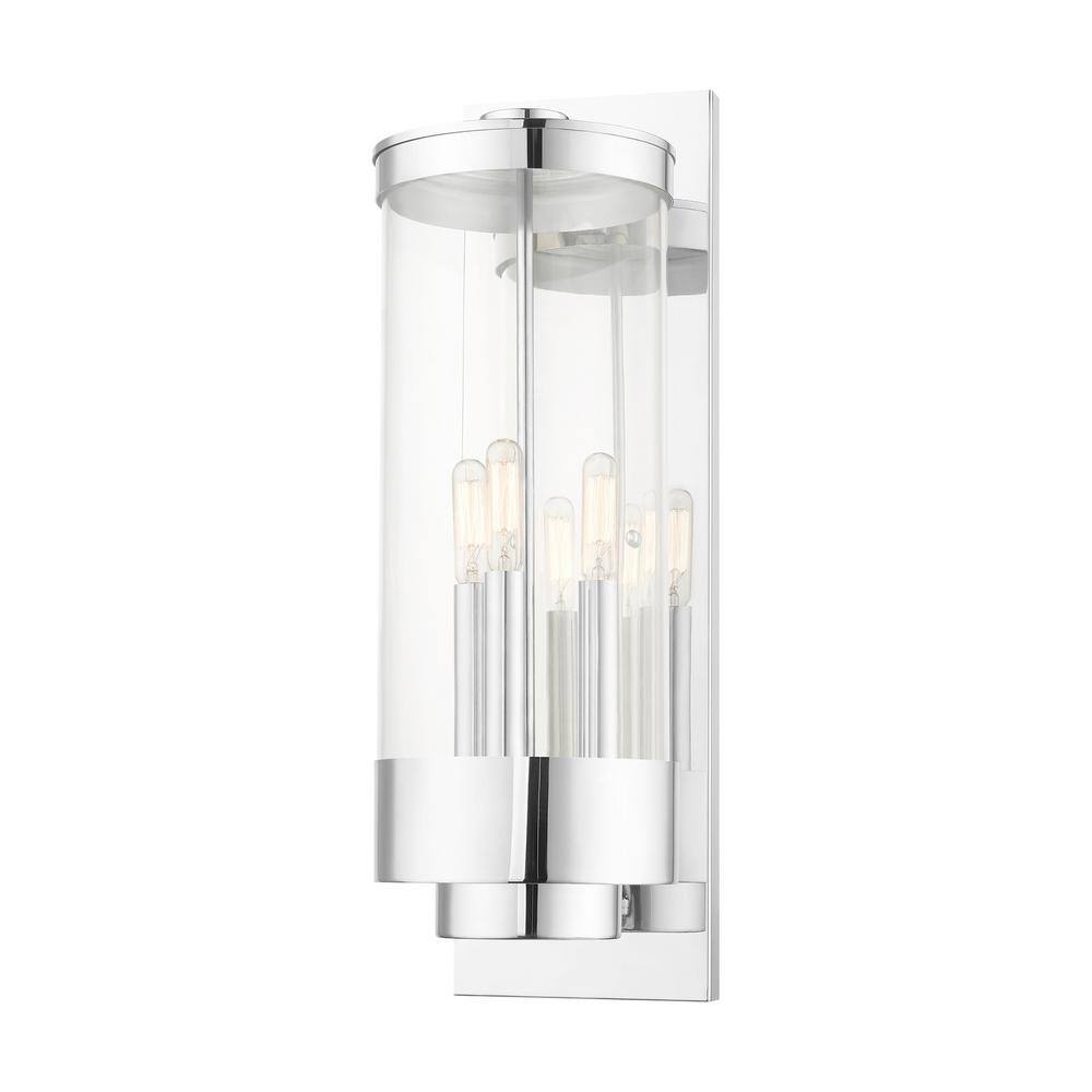Polished Chrome 3-Light Lantern Sconce with Clear Glass