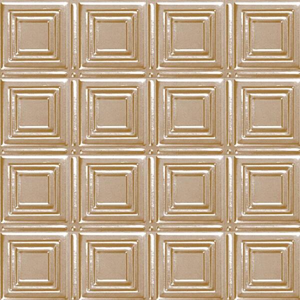 Shanko 2 ft. x 2 ft. Lay-in Suspended Grid Tin Ceiling Tile in Satin Brass (24 sq. ft. / case)