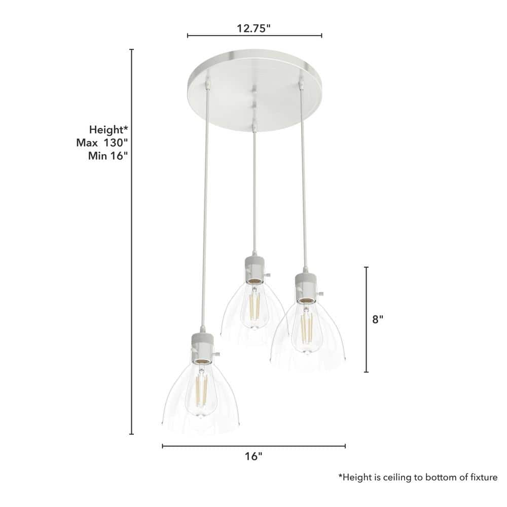 Van Nuys Vintage 3-Light Brushed Nickel Drum Pendant