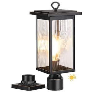 19 in. Larger 1-Light Black Aluminum Dusk to Dawn Outdoor Waterproof Pier Mount Light, with No Bulbs Included