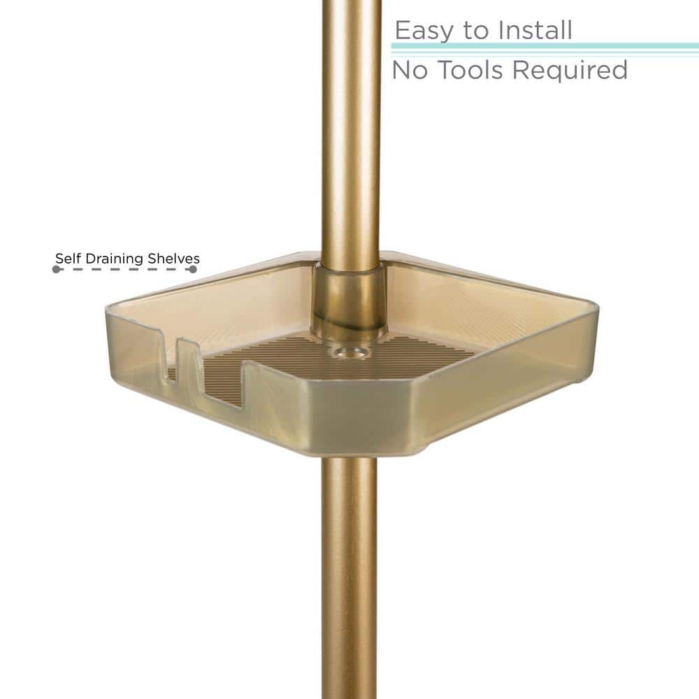Gold 4-Tier Tension Mount Corner Shower Caddy