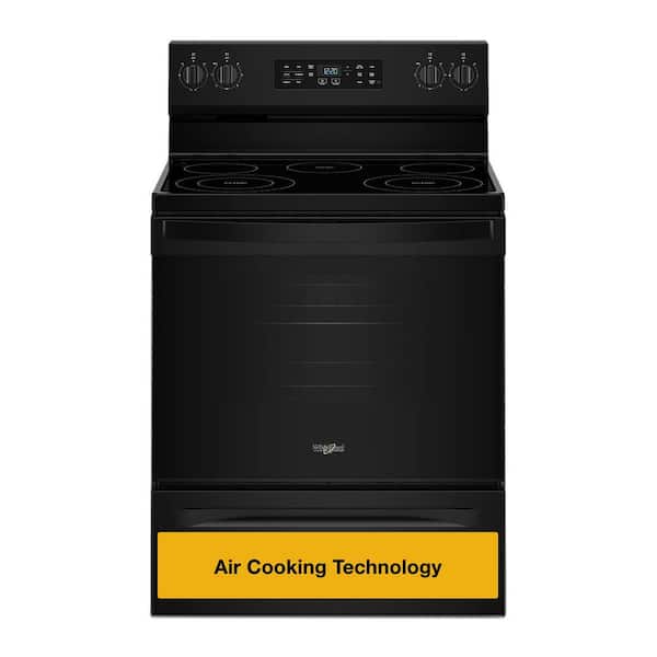 30 in. 5-Element Freestanding Electric Range in Black with Air Cooking Technology, Steam Clean, and No Preheat Mode