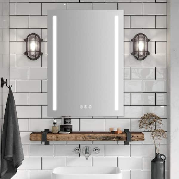 Maincraft 24 in. W x 32 in. H Rectangular Frameless Anti-Fog Wall Mounted LED Light Bathroom Vanity Mirror in Silver