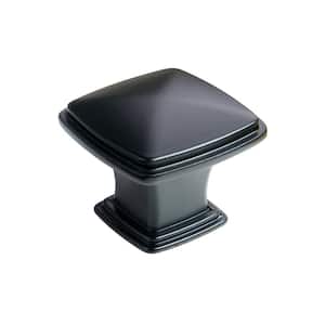 1-1/4 in. Flat Black Traditional Square Cabinet Knob (10-Pack)