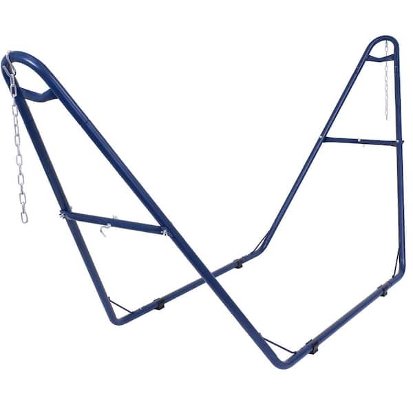 Angel Sar Heavy Duty 9 ft. to 14 ft. Metal Outdoor 2-Person Hammock Stand in Blue