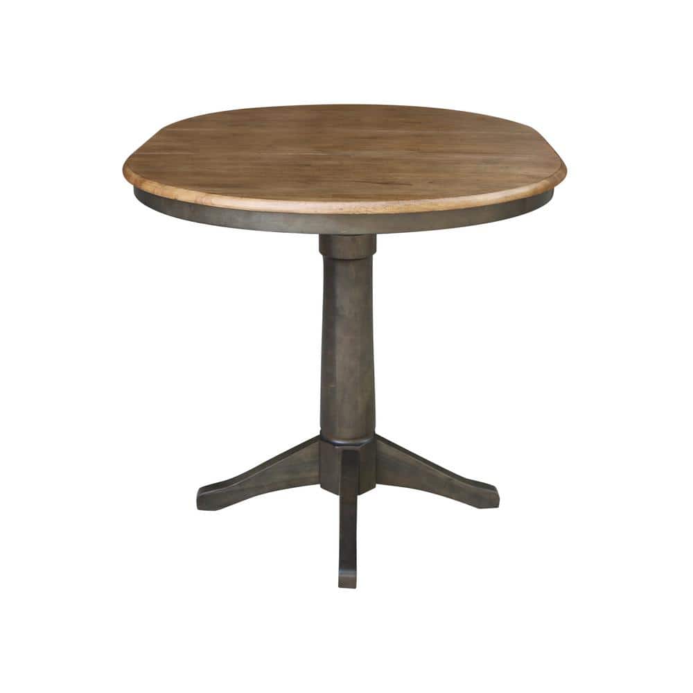 50.8" Round Extendable Wood Counter Height Table in Hickory
