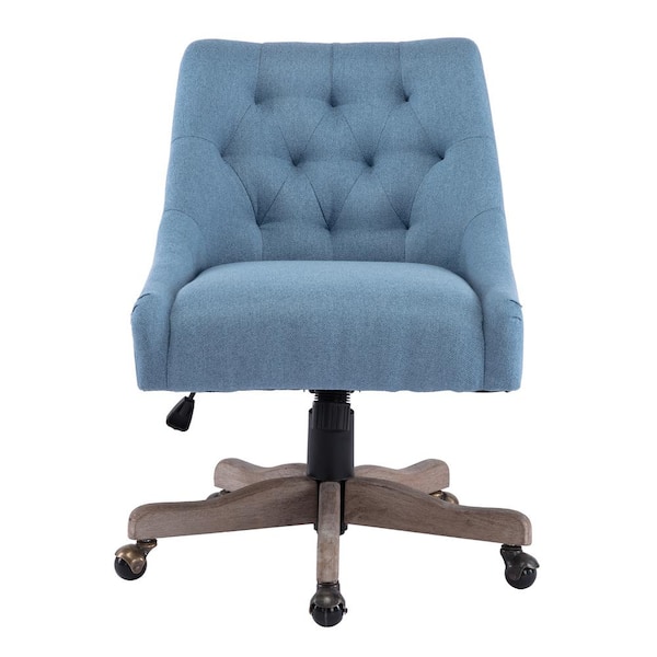 Wateday Blue Linen Fabric Upholstered Armless Office Chairs