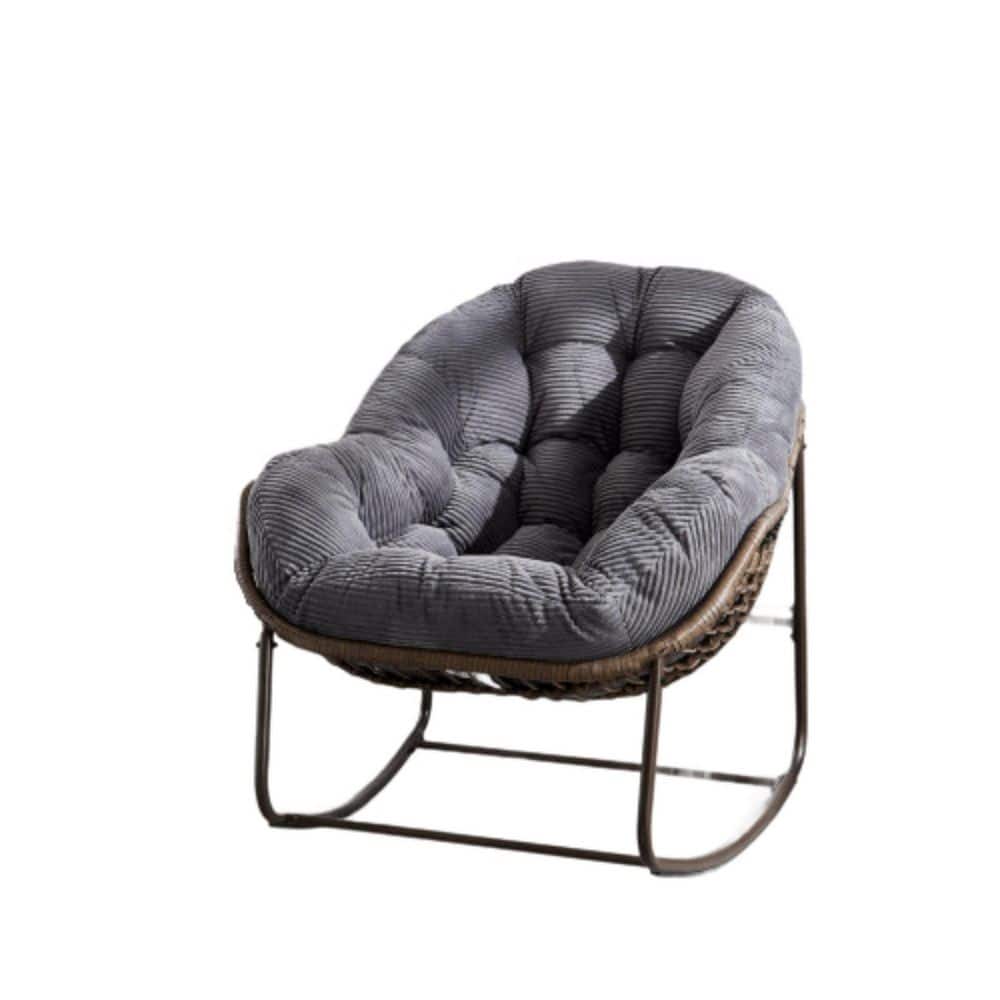 Series Frame Bronw Rattan Metal Rocking Outdoor Rocking Chair with CushionGuard Gray Cushion 1Piece price history on PriceWatchPro