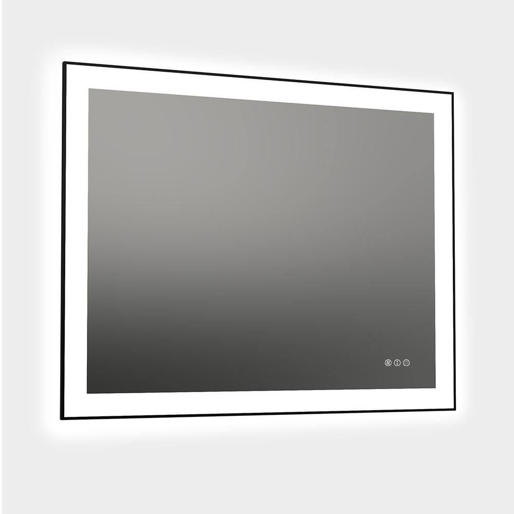 48 in. W x 32 in. H Rectangular Aluminum Classic Framed Wall Bathroom Vanity Mirror in Matte Black price history on PriceWatchPro