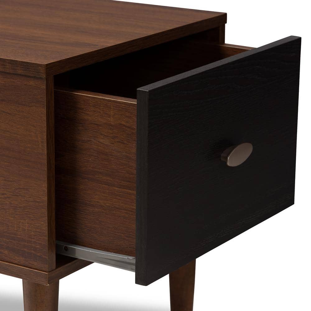Merrick Mid-Century Modern Oak & Espresso Entryway Storage Bench