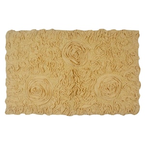 Bell Flower Collection 100% Cotton Tufted Bath Rugs, 21 in. x34 in. Rectangle, Yellow