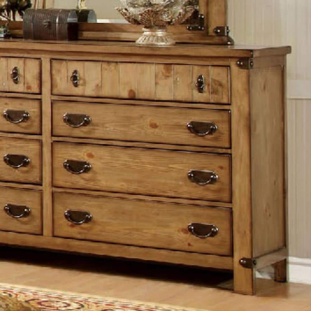 Brown Cottage 8-Drawer Dresser with Felt Lined Drawer