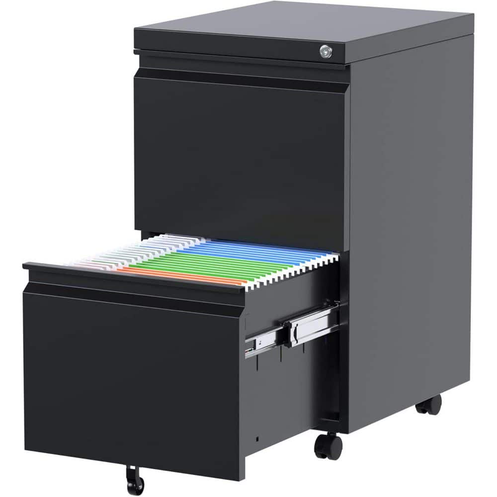 14.57 in. W x 23.62in. H x 17.32 in. D 3 Drawer Metal Mobile Vertical File Cabinet, Freestanding Cabinet in Black price history on PriceWatchPro